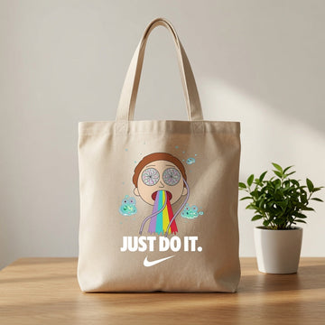 Psychedelic Cartoon Graphic Canvas Tote Bag | Trippy Pop Art Cotton Tote