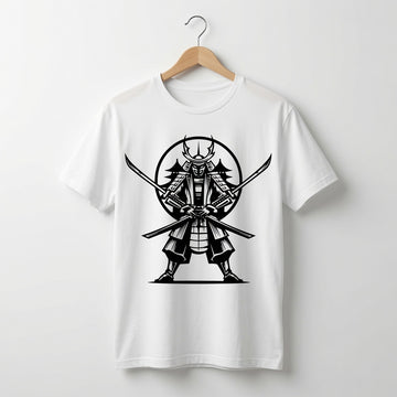 Samurai Warrior Katana T-Shirt Japanese Anime Graphic Tee White