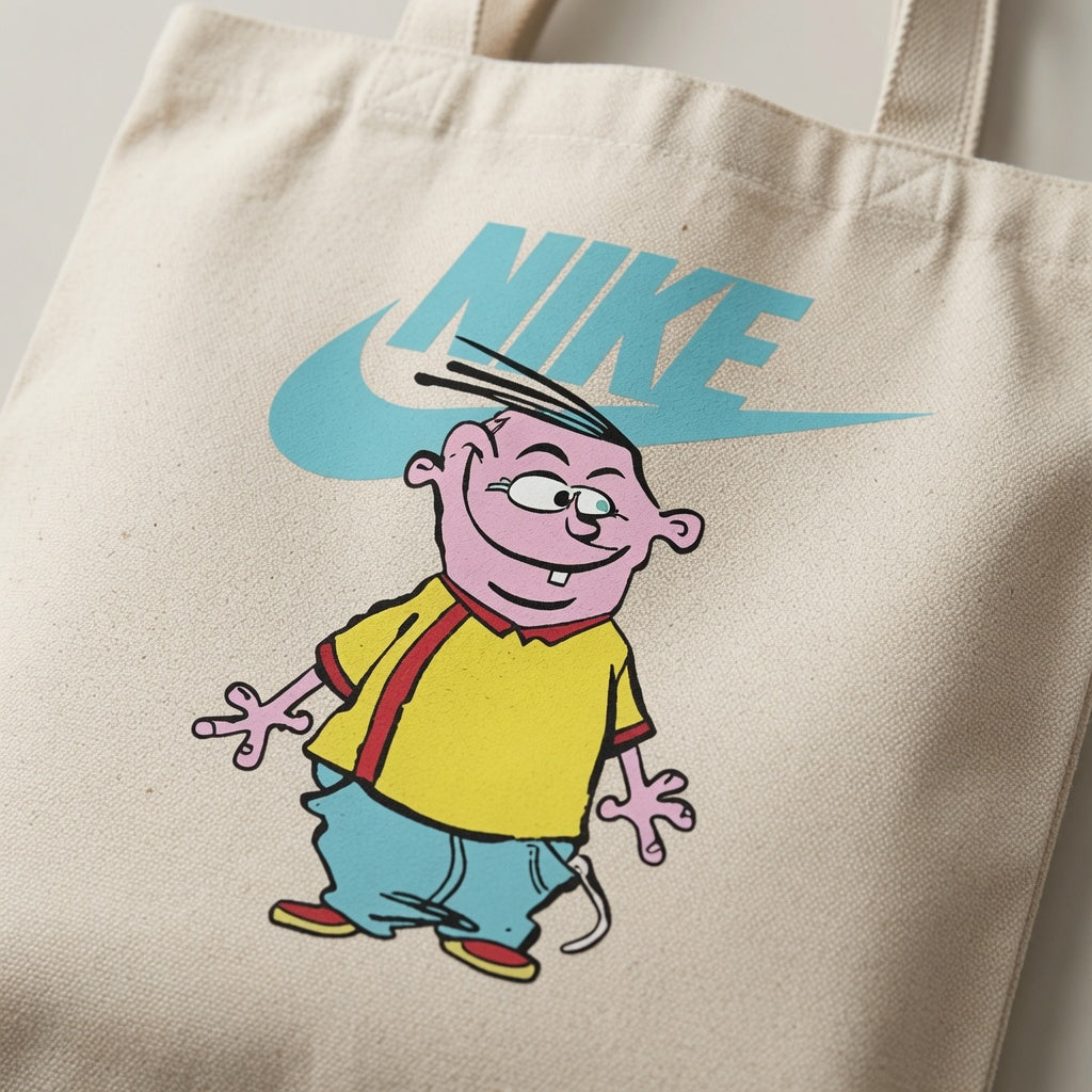 Retro Cartoon Character Graphic Canvas Tote Bag | Nostalgic 90s Pop Culture Cotton Tote