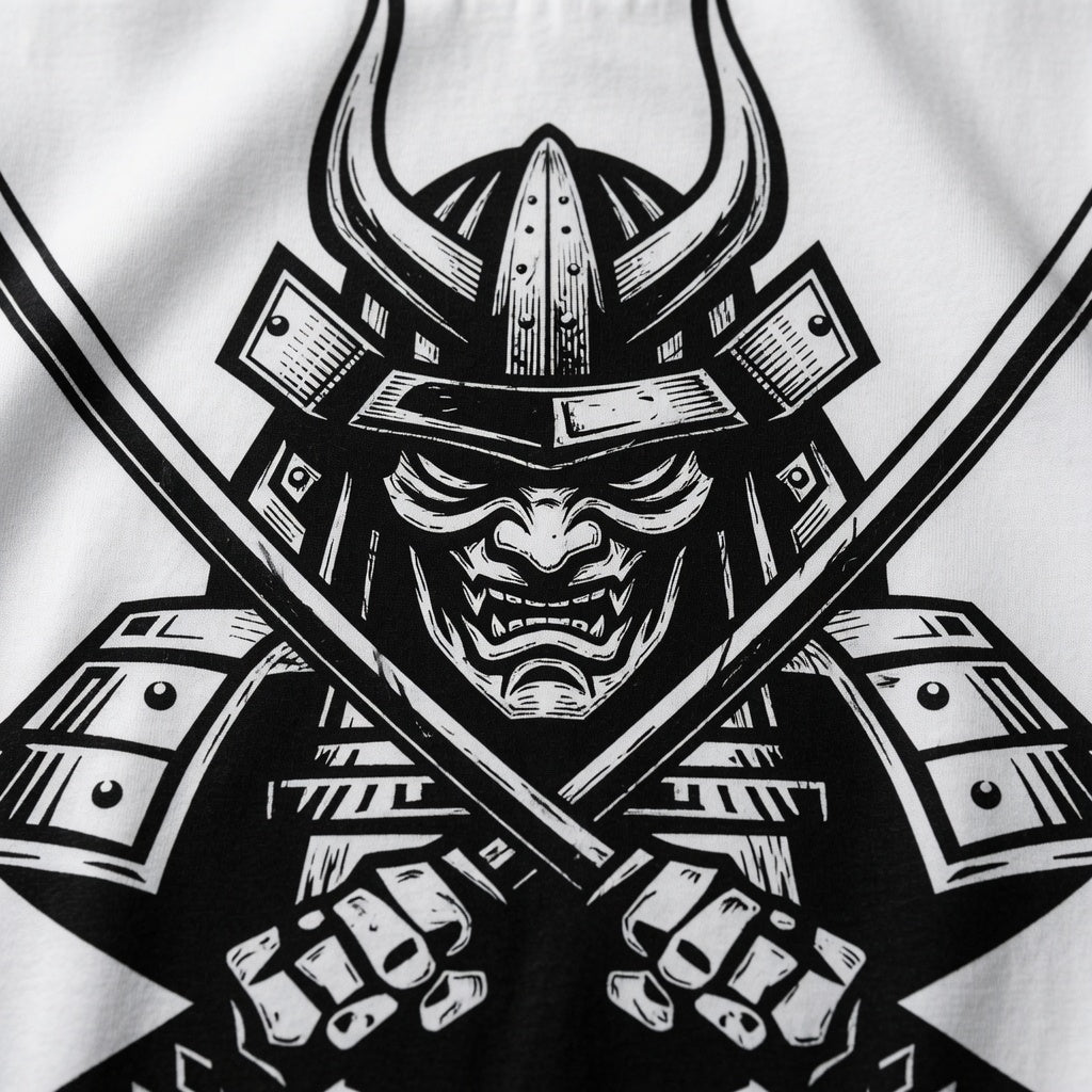 Samurai Oni Mask T-Shirt Japanese Demon Graphic Tee White
