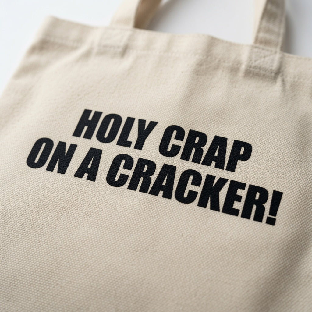 Funny Slang Exclamation Canvas Tote Bag - "Holy Crap On A Cracker!"