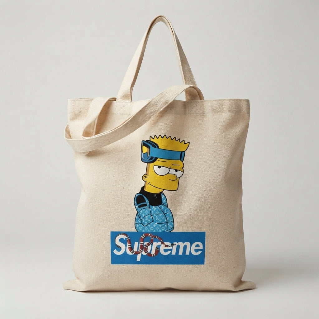 Bart Simpson Blue Puffer Ski Goggles Canvas Tote Bag – Streetwear Edition
