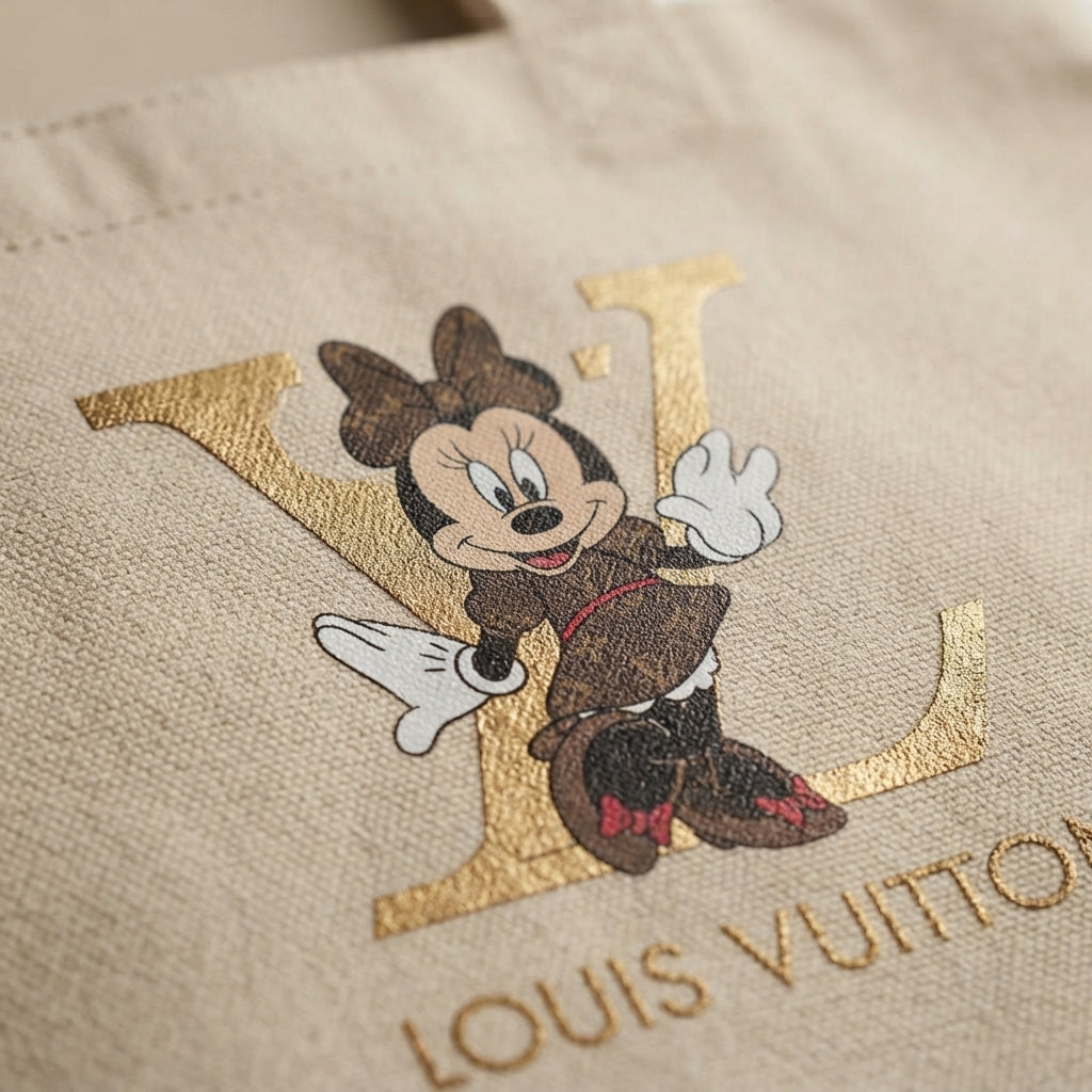 Upside Down Cartoon Character Graphic Canvas Tote Bag – Eco-Friendly Cotton Shoulder Bag