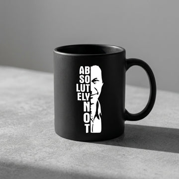 Imran Khan Absolutely Not Vertical Typography Black Ceramic Mug - Bold Face Silhouette Political Statement Coffee Cup (11oz)