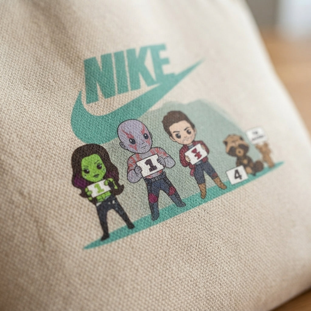 Chibi Guardians Teal Nike Swoosh Cotton Canvas Tote Bag