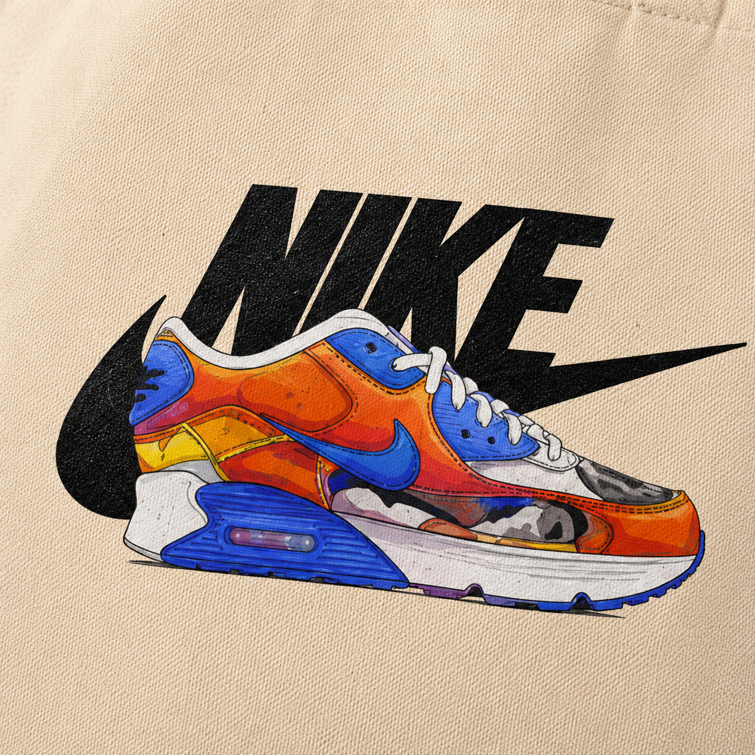 Retro Sneaker Art Canvas Tote Bag