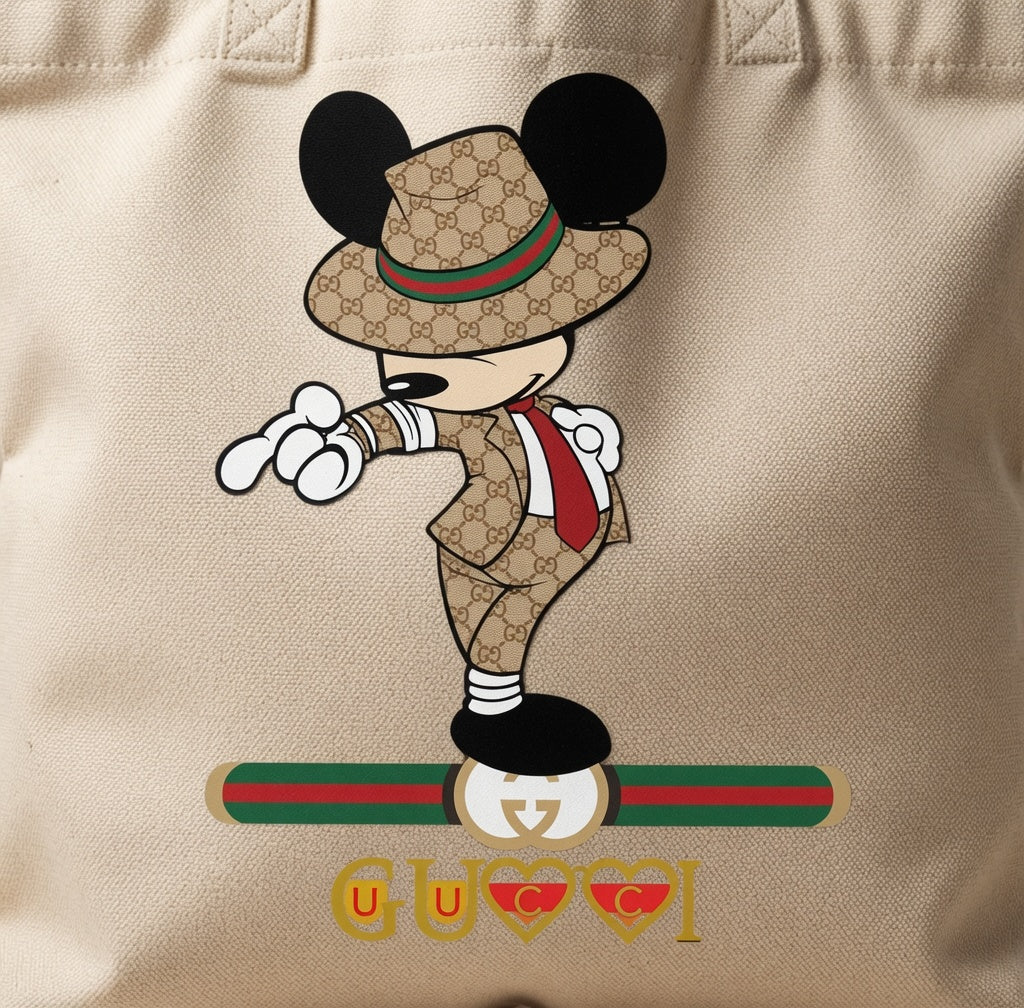 Luxury Cartoon Mouse Canvas Tote Bag - Dapper Fashion Graphic Design