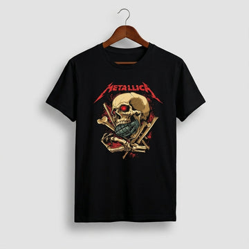 Metallica Grenade Skull & Crossbones Heavy Metal Graphic T-Shirt