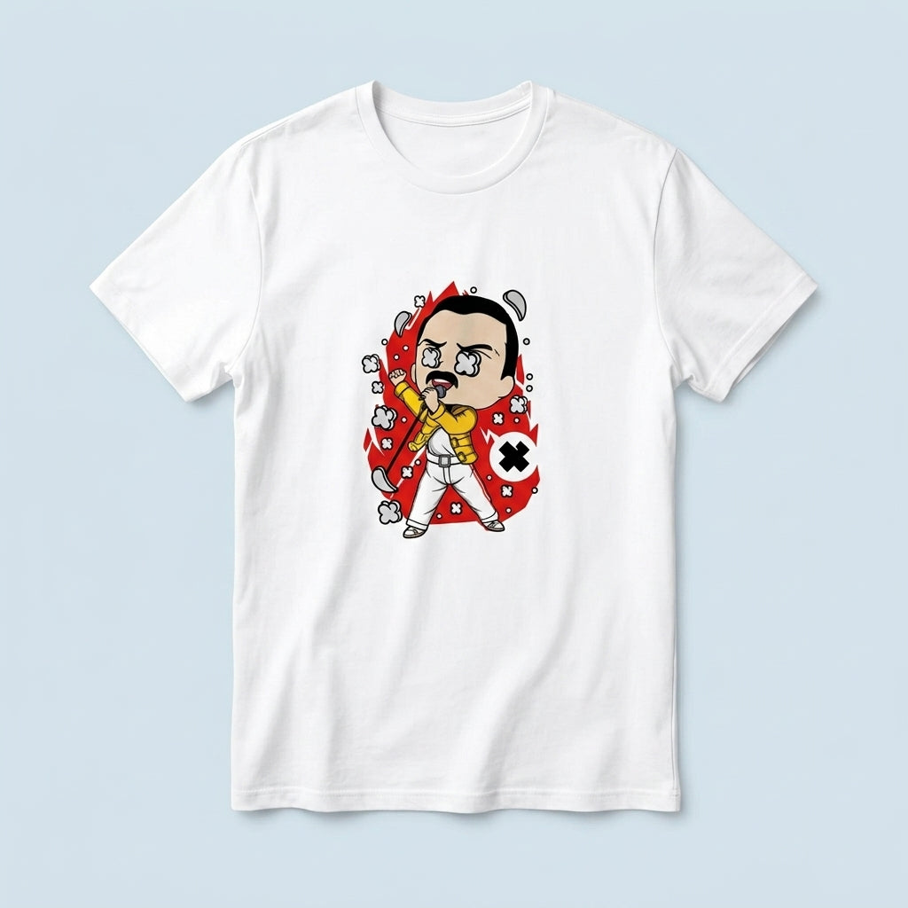 Queen Freddie Mercury Retro Cartoon Chibi Graphic T-Shirt