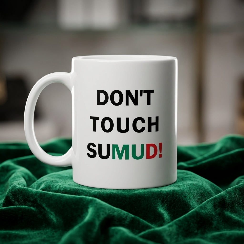 Don't Touch Sumud Palestine Typography Graphic Ceramic Cup – High-Quality Printed Tea & Coffee Drinkware