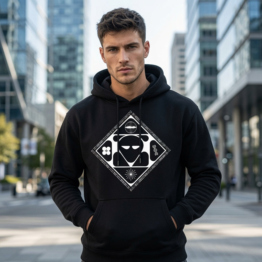 Futuristic Alien Hoodie Y2K Techwear Pullover Graphic Sweatshirt Men Unisex