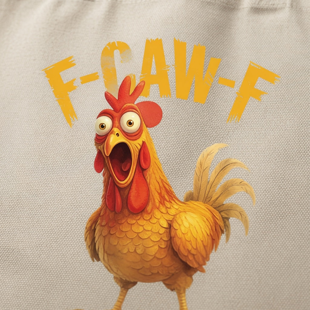 Screaming Chicken "F-CAW-F" Funny Canvas Tote Bag
