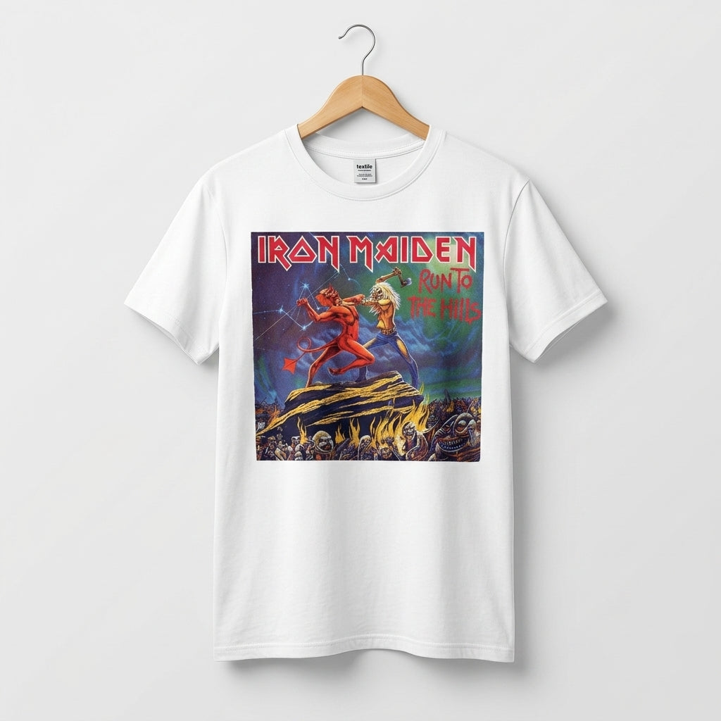 Iron Maiden Run to the Hills Vintage Album Art Graphic T-Shirt