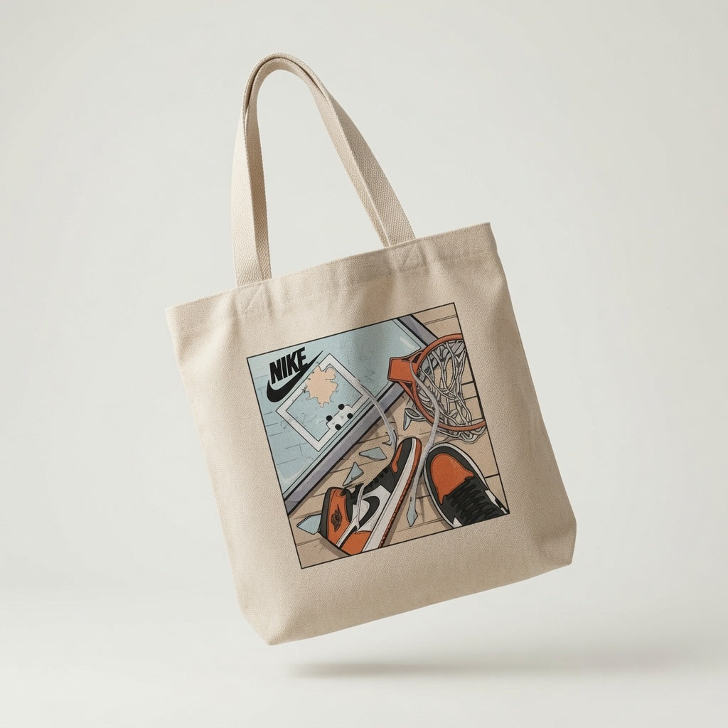 Shattered Backboard Sneaker Art Nike Cotton Canvas Tote Bag