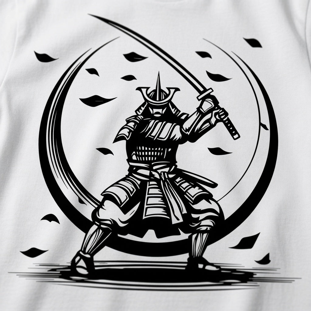 Samurai Moon T-Shirt Japanese Katana Graphic Tee White