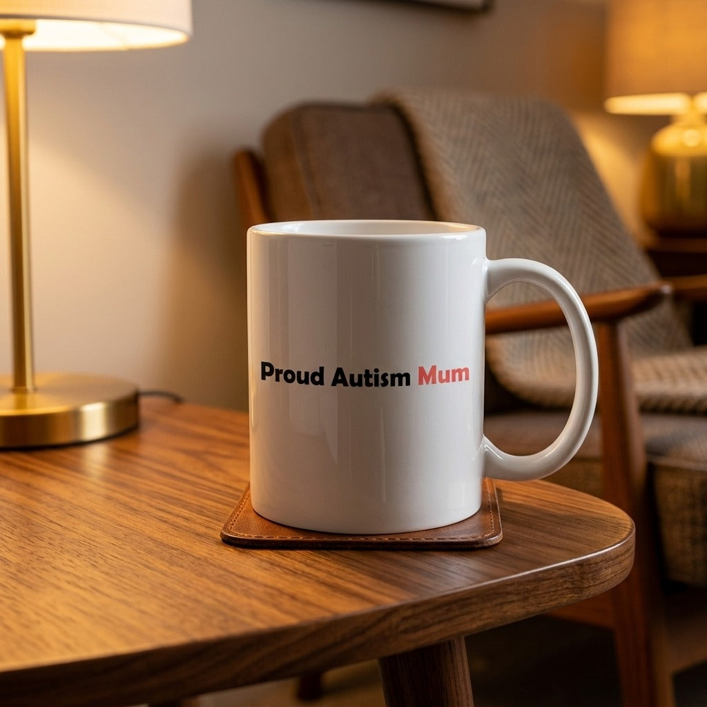 Proud Autism Mum Mug – Minimalist Ceramic Coffee Cup, Autism Awareness Gift for Moms