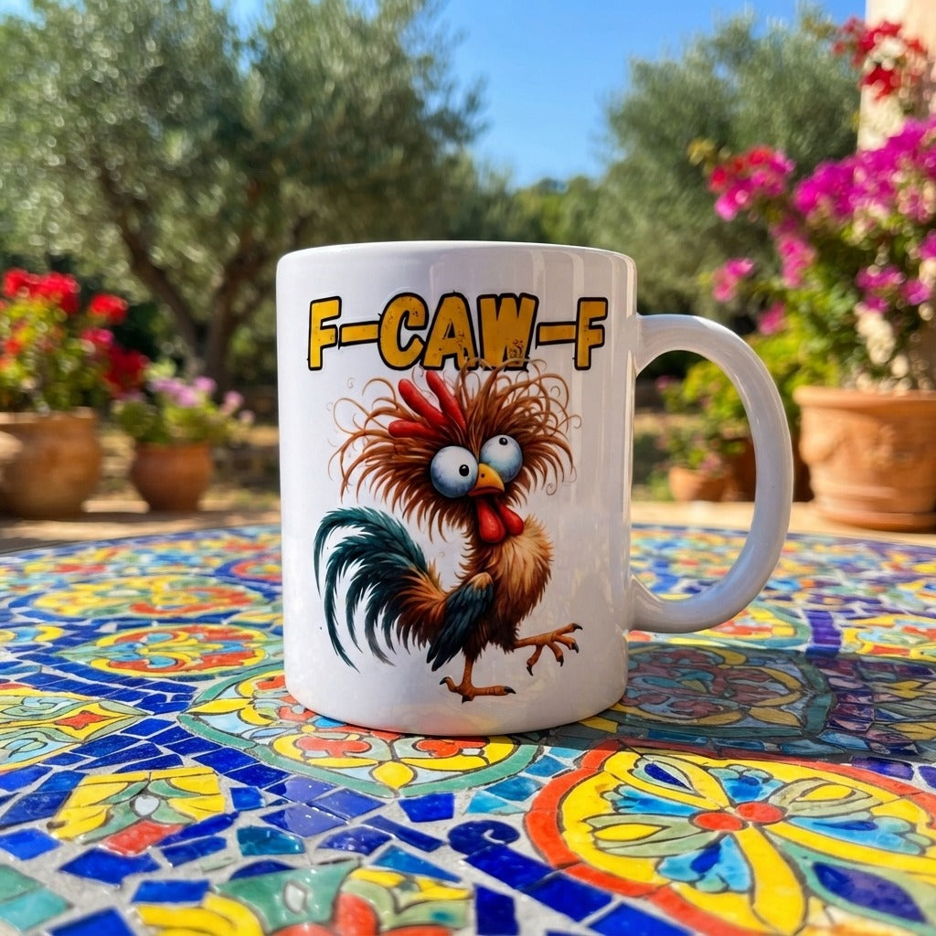 F-CAW-F Funny Rooster Coffee Mug – Cartoon Chicken Ceramic Mug, Funny Coffee Gift