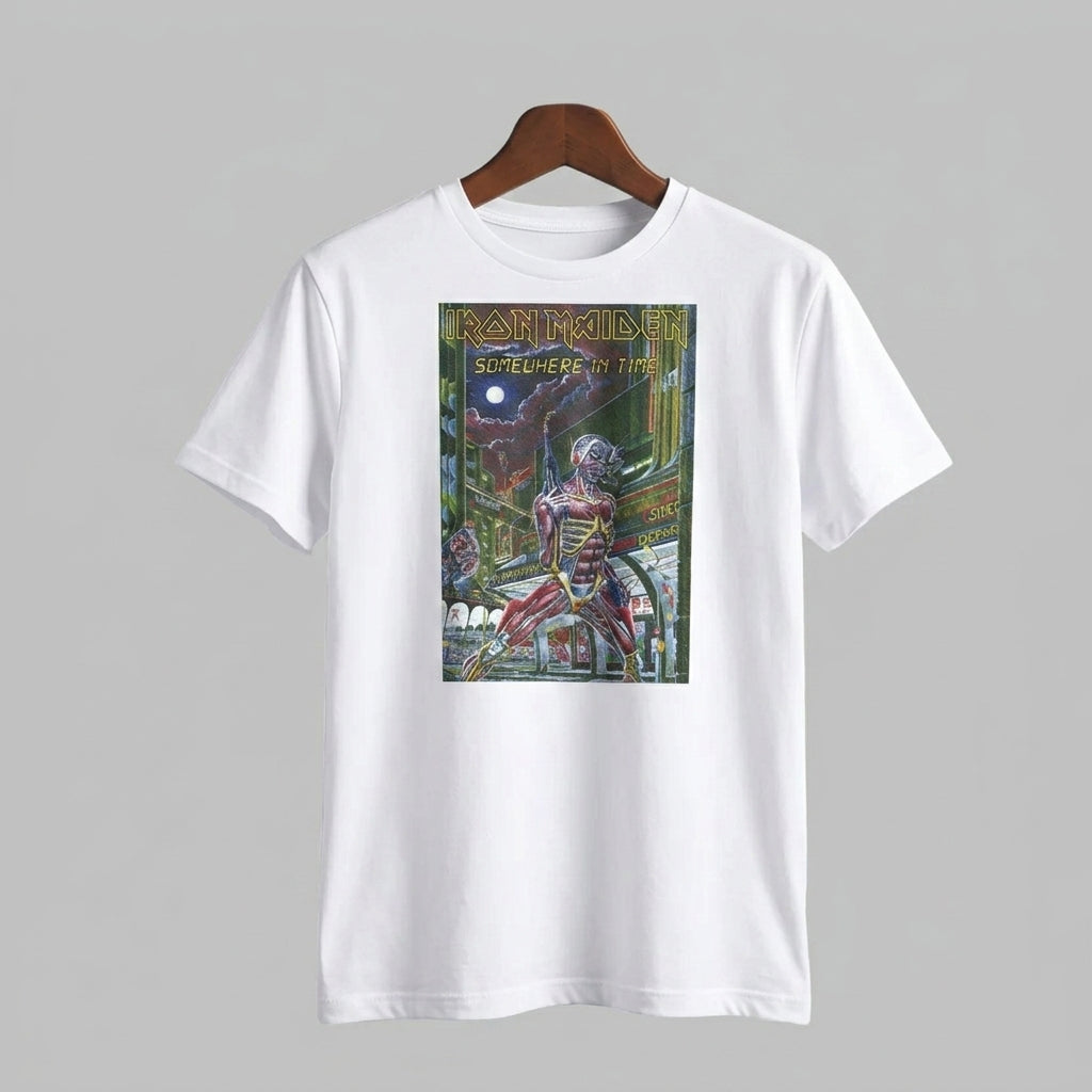 Iron Maiden Somewhere in Time Retro Sci-Fi Graphic T-Shirt