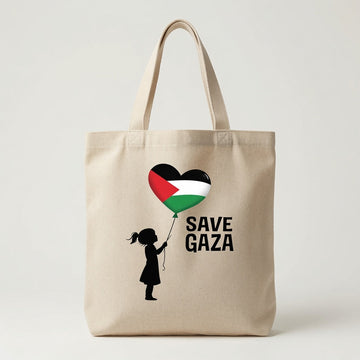 Save Gaza Palestinian Heart Balloon Canvas Tote Bag – Free Palestine Heritage Tote