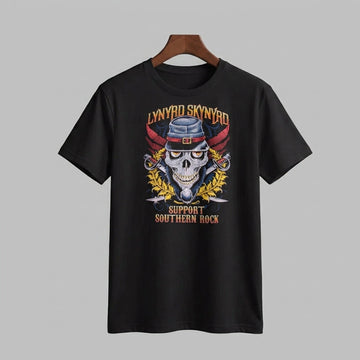 Lynyrd Skynyrd Support Southern Rock Skull Graphic T-Shirt