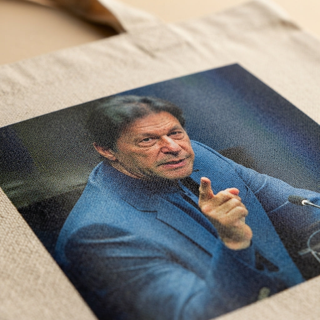 Imran Khan Speech Portrait Canvas Tote Bag – Eco-Friendly Cotton Shoulder Bag
