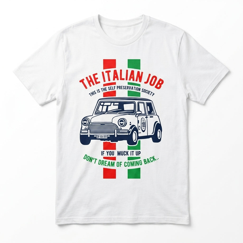 The Italian Job Mini Cooper Retro British Racing Graphic T-Shirt