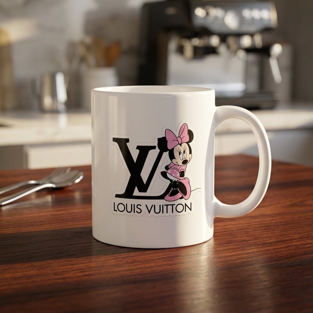 Cute Pink Minnie LV Vinyl Sticker – Waterproof Decal for Mugs, Laptops & Tumblers
