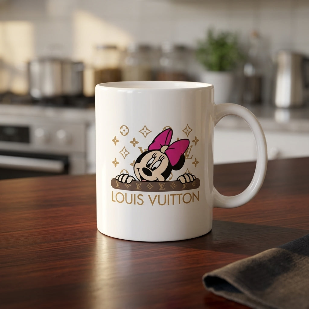 Cute Minnie Mouse Peeking Monogram Vinyl Sticker – Waterproof Decal for Mugs