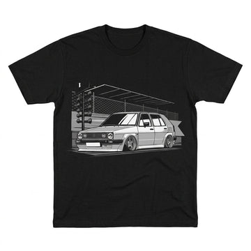 Volkswagen Golf Mk2 Stance Culture Drag Strip Monochrome T-Shirt