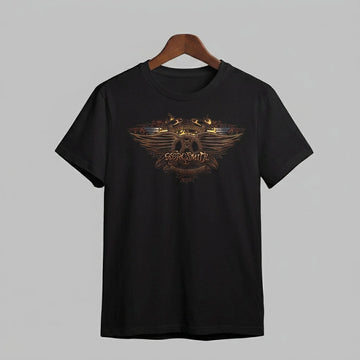 Aerosmith Classic Winged Logo Metallic Crest Graphic T-Shirt