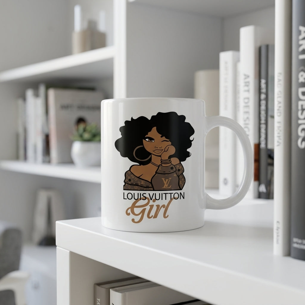 Fashion Girl Monogram Vinyl Sticker – Waterproof Decal for Mugs & Cups