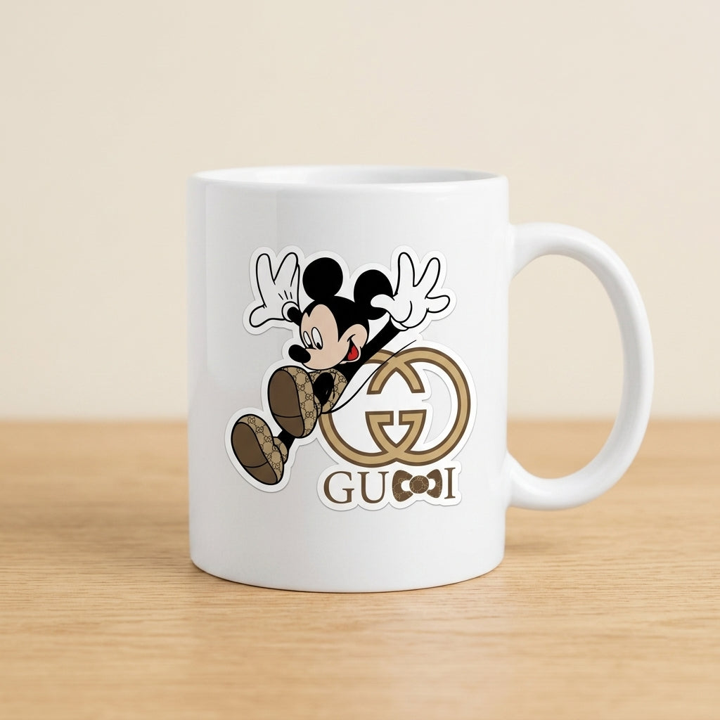 Playful Designer Mouse Graphic Ceramic Coffee Mug – Trendy Fashion Cartoon Art Tea Cup & Unique Desk Drinkware