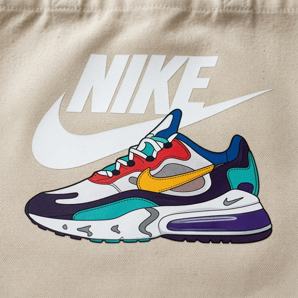 Retro Nike Air Max 270 React Sneaker Graphic Cotton Canvas Tote Bag