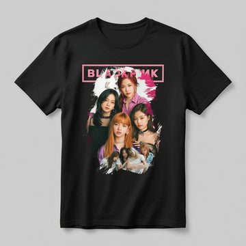 BLACKPINK Pink Brushstroke Graphic T-Shirt - Vintage Band Style