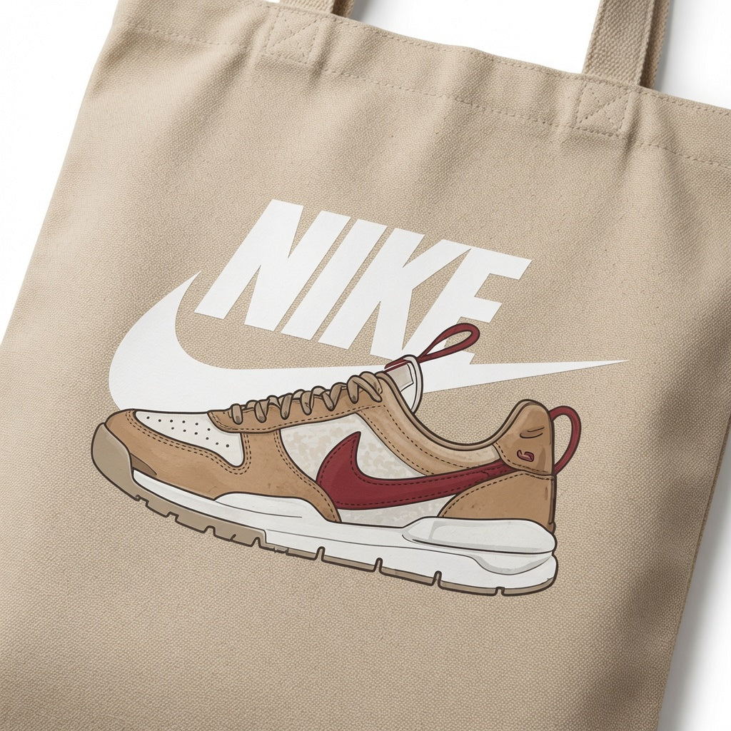 Retro Sneaker Graphic Canvas Tote Bag - Aesthetic Sneakerhead Shoulder Bag