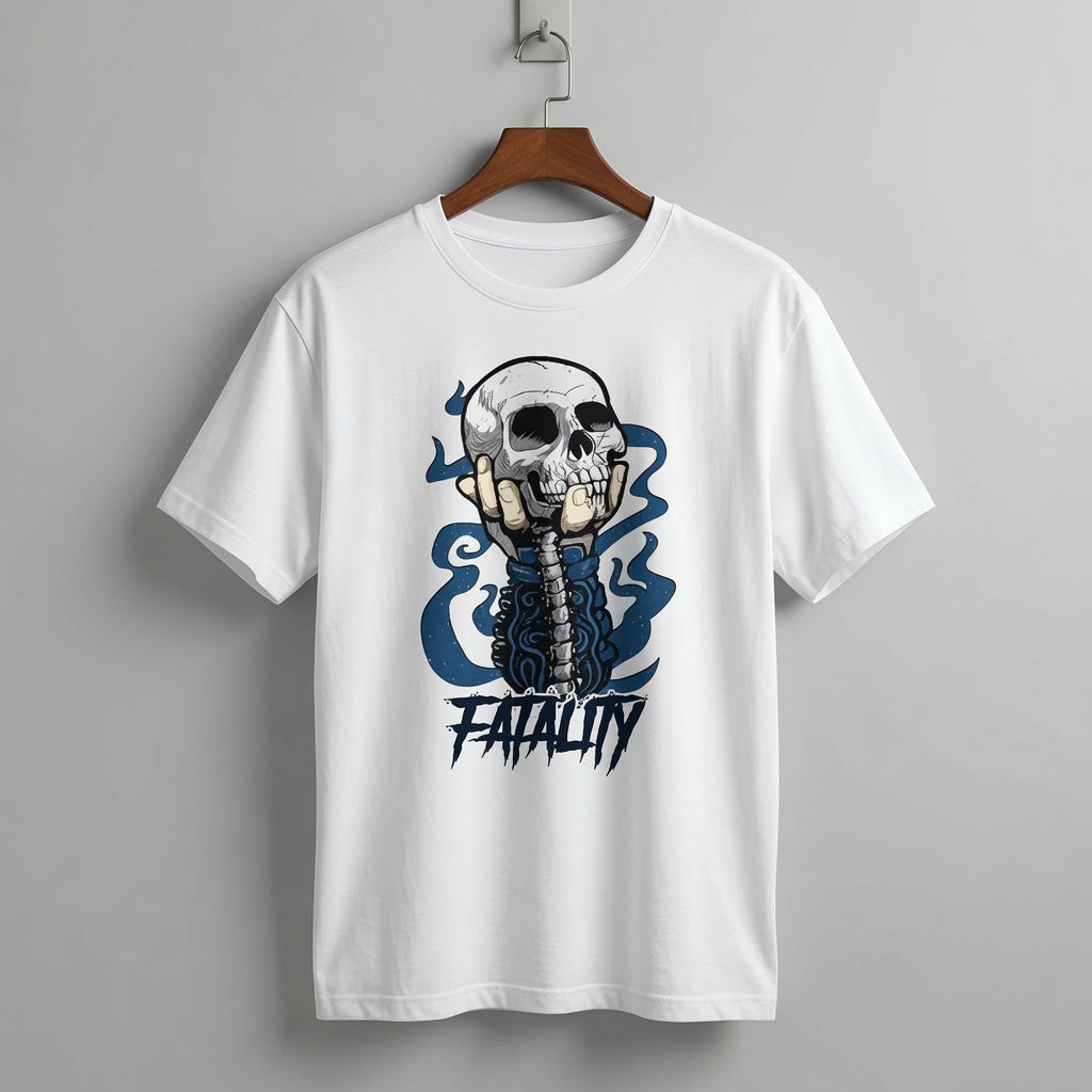 Men's "Fatality" Spine & Skull Graphic T-Shirt