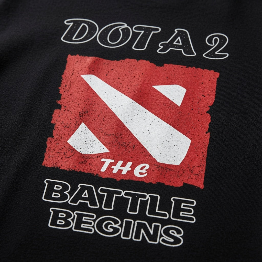 Dota 2 T-Shirt The Battle Begins Gaming Graphic Tee MOBA Gamer Gift Men's Black