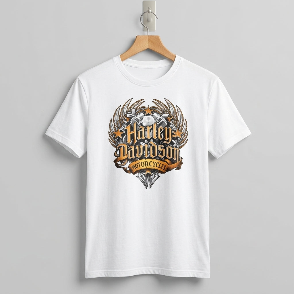 Vintage V-Twin Engine Winged Crest Graphic T-Shirt