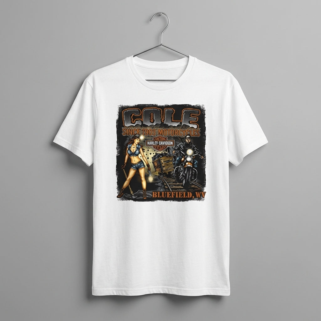 Retro Bluefield WV Coal Miner Biker Graphic T-Shirt