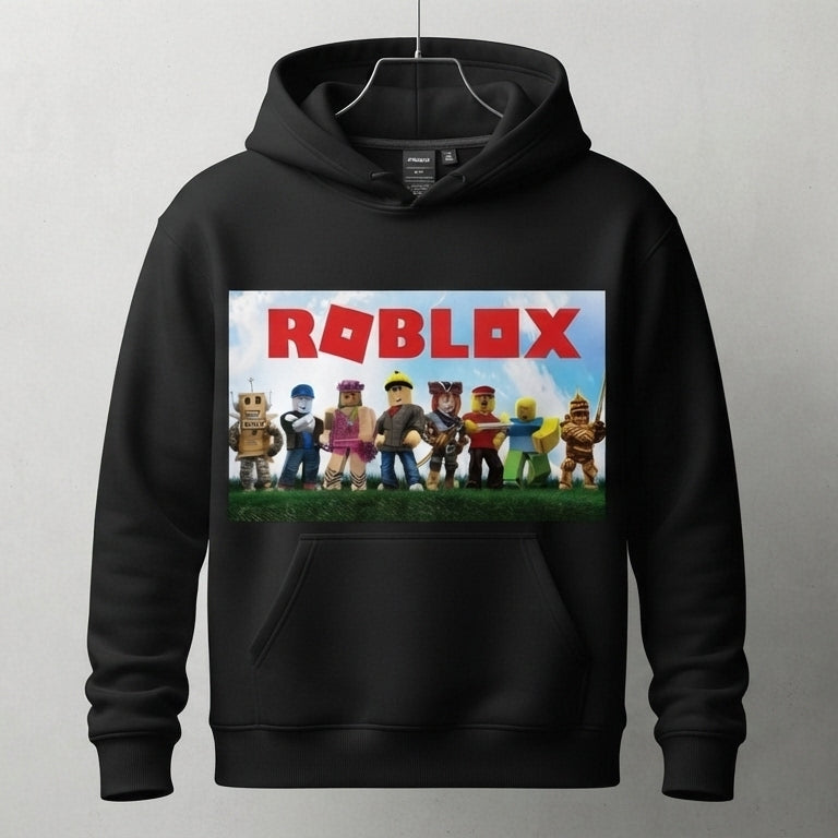 Roblox Gaming Hoodie Black White Pullover Graphic Sweatshirt Kids Unisex Gear
