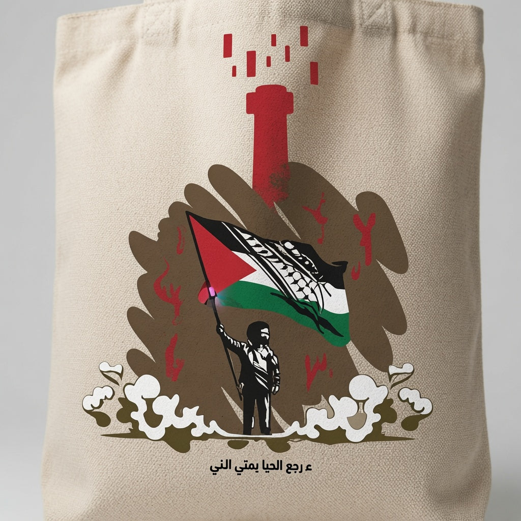 Palestine Freedom & Resistance Canvas Tote Bag – Keffiyeh Flag Heritage Tote