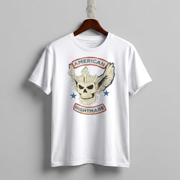 "American Nightmare" Winged Skull Graphic Tee