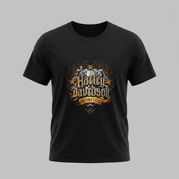 Vintage V-Twin Engine Winged Crest Graphic T-Shirt