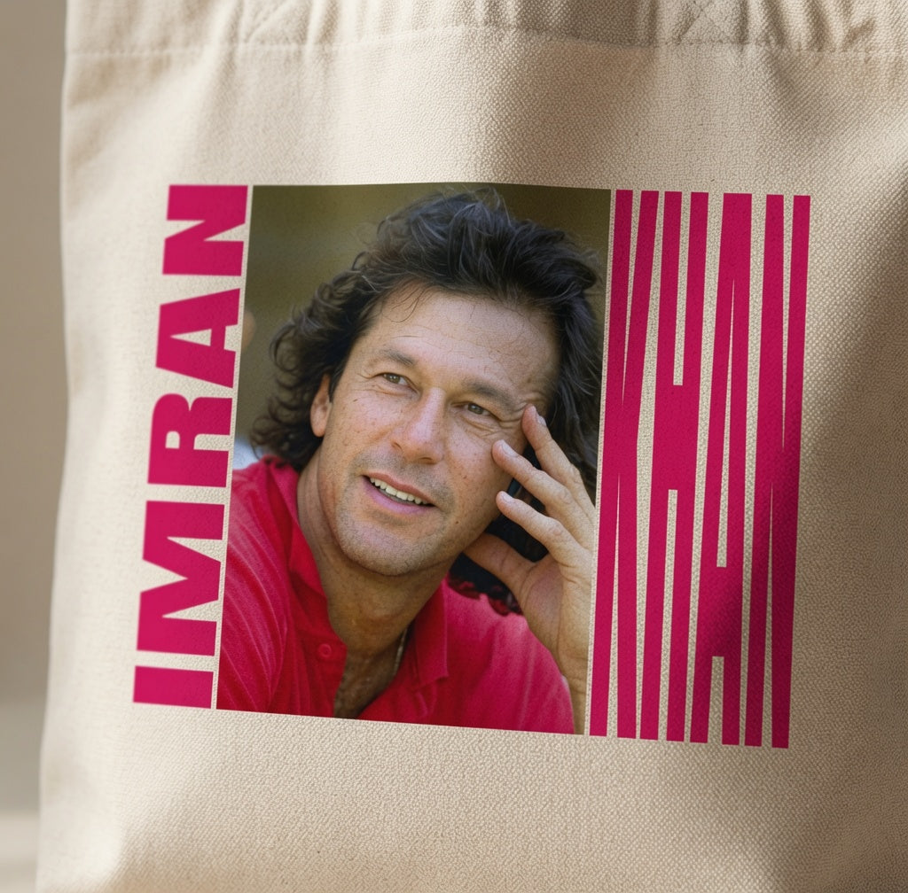 Vintage Imran Khan Retro Portrait Canvas Tote Bag - Aesthetic Graphic Handbag