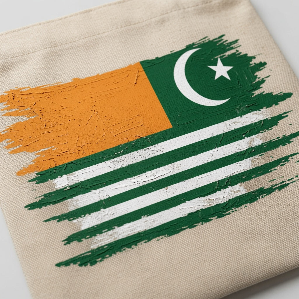 Azad Kashmir Flag Brush Stroke Canvas Tote Bag – Kashmiri Pride & Cultural Heritage Tote