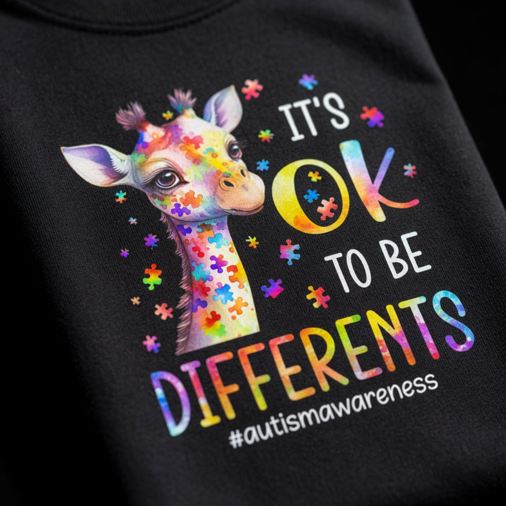 It's OK to Be Different Giraffe T-Shirt | Autism Awareness Graphic Tee