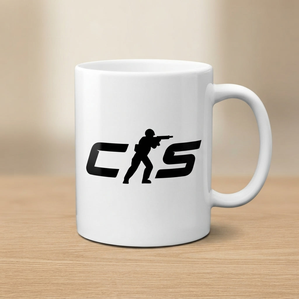 Counter Strike CS Logo Ceramic Coffee Mug 11oz Premium White Gaming Cup Gift for Gamers