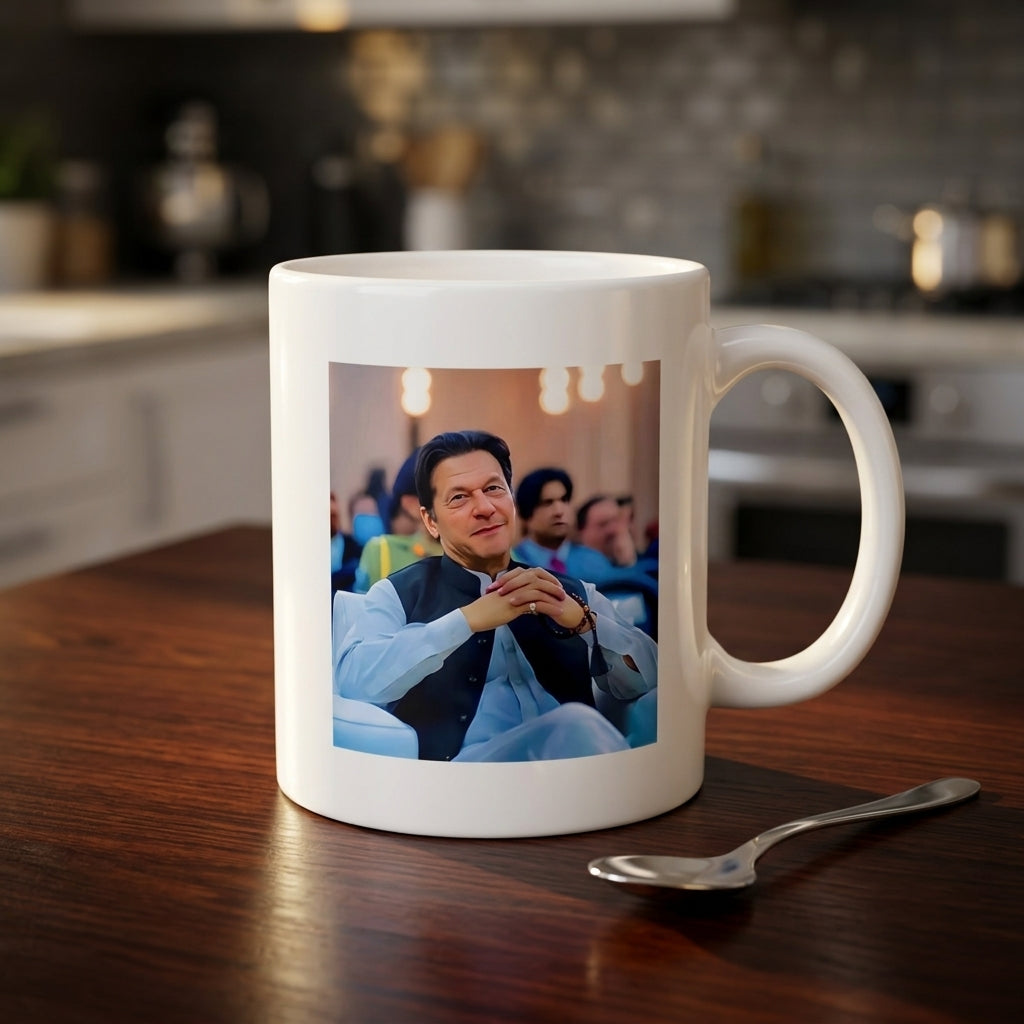 Imran Khan Portrait Printed White Ceramic Cup – Premium Quality Coffee & Tea Cup