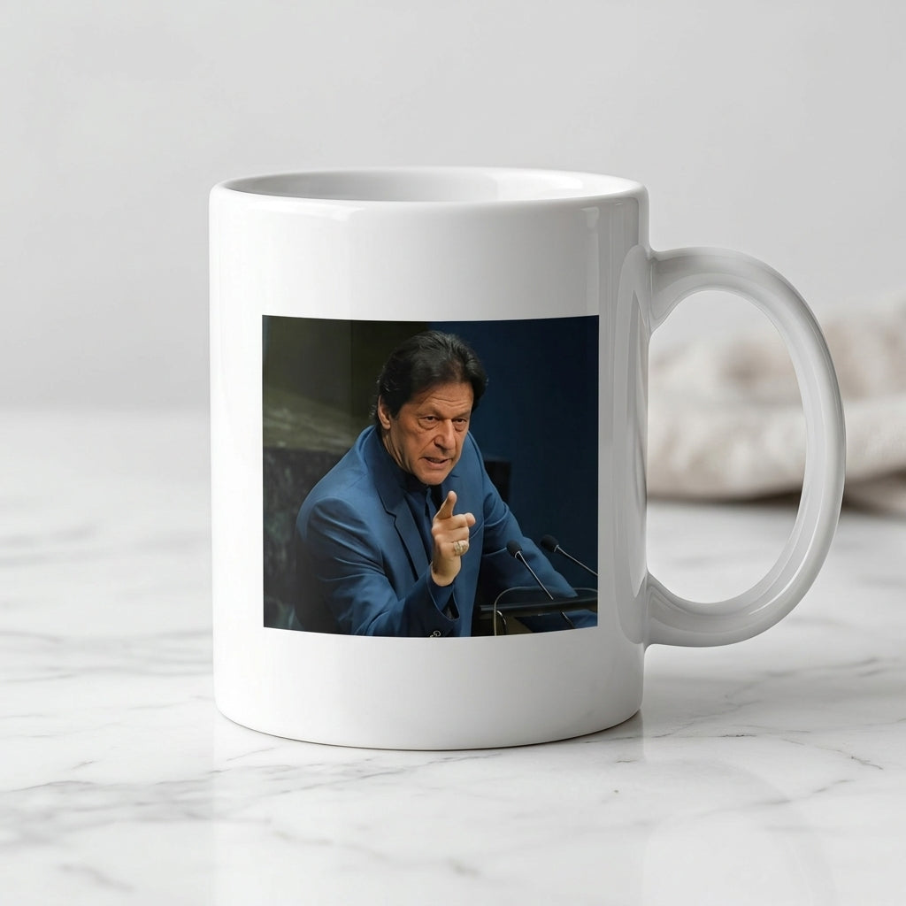 Imran Khan Speech Portrait Ceramic Cup – High-Quality Printed Tea & Coffee Cup