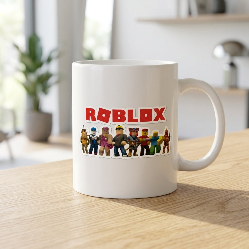 Roblox Characters Ceramic Coffee Mug 11oz Premium White Gaming Cup Gift for Kids and Gamers